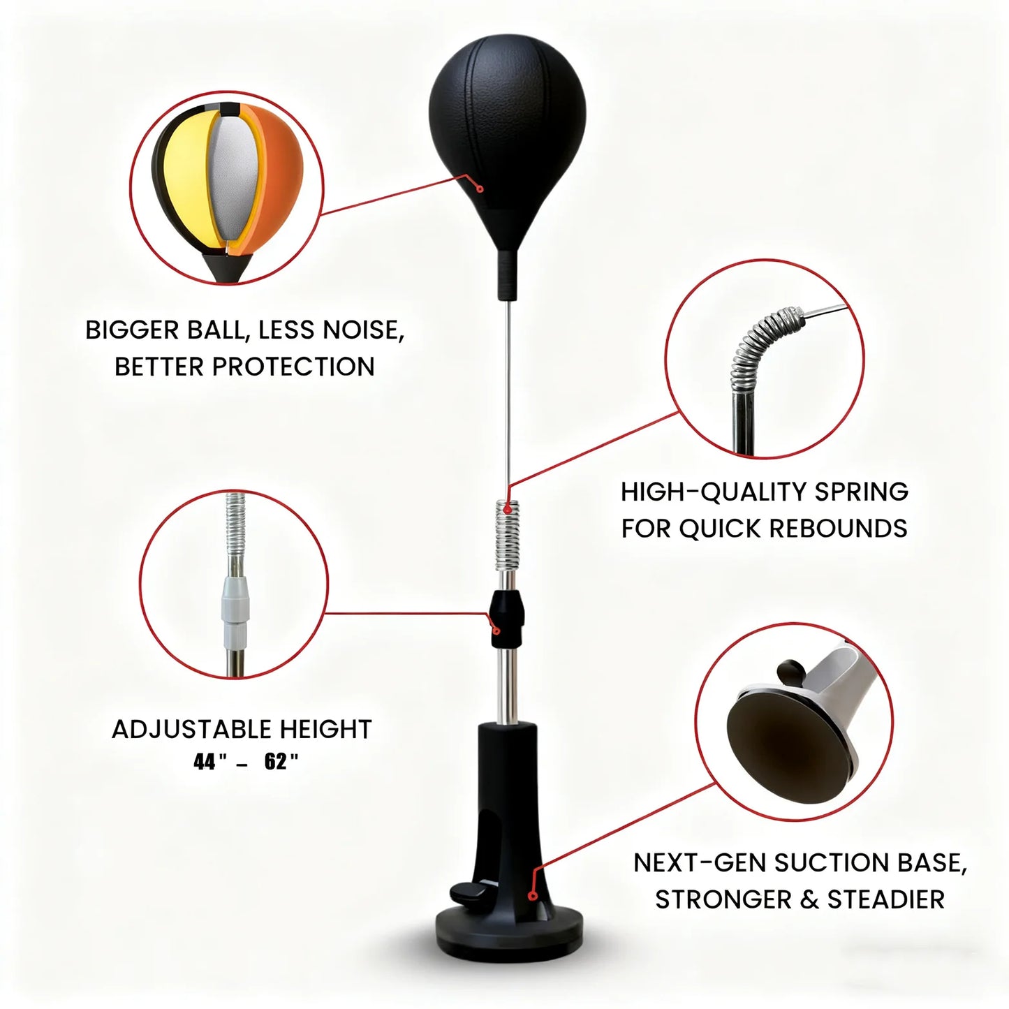 New Premium Punching Bag, Cobra Bag for Boxing Agility Training Home Fitness Equipment Thickened Rod Reflex Bag Family Best Gift