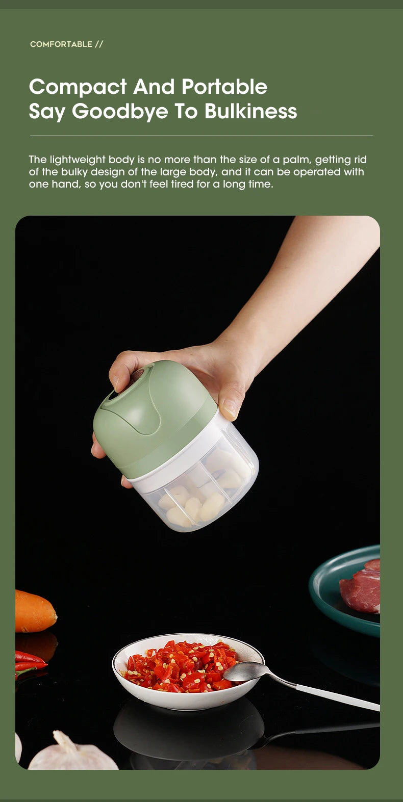 Electric Mini Garlic Masher Portable Multi Function Vegetable Meat Grinder Chopper USB Charging