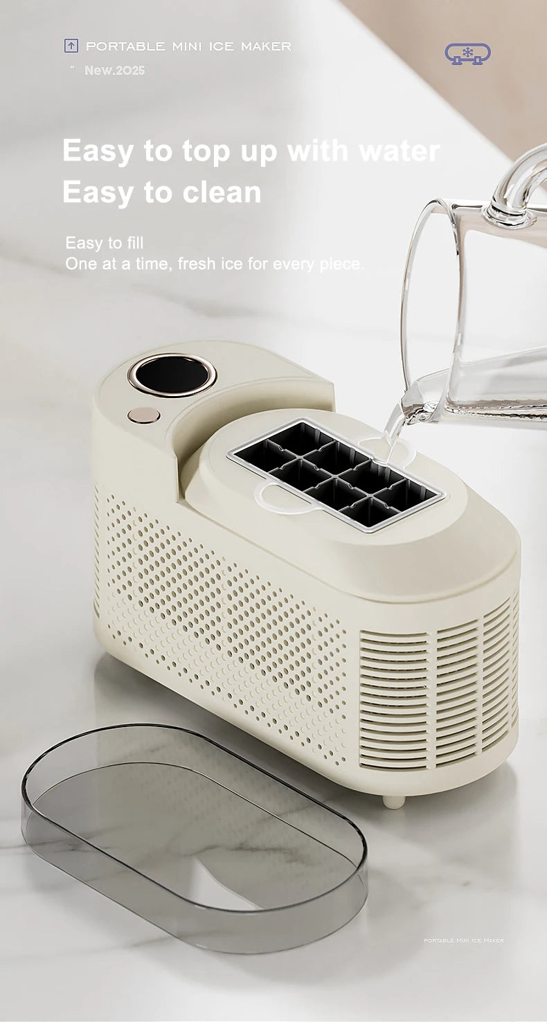 110V/220V Portable Small Ice Maker Mini Home Dormitory Office Camping 12V Car Cube Ice Automatic Ice Making Box Ice Machine