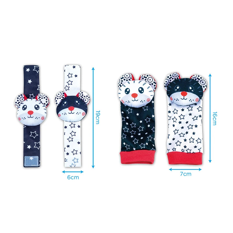 0-12 Months Baby Sock Rattles Cartoon Children Infant Wrist Strap Rattle Toys Baby Rattle Socks Wrist Baby Rattles Newborn Toy