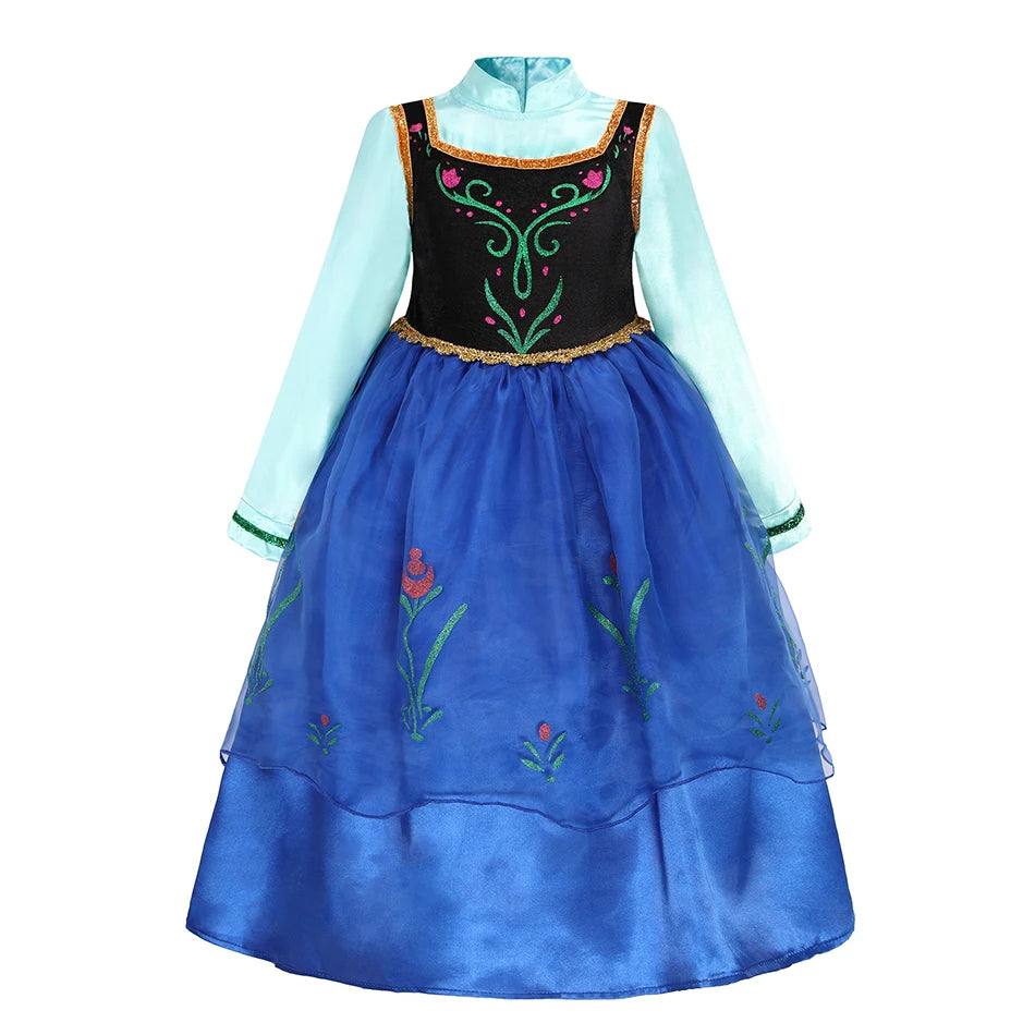 Halloween Birthday Carnival Princess Costume Dress Elsa Anna Snow White Aurora Moana Rapunzel Mermaid Belle for Girls 2-8Y