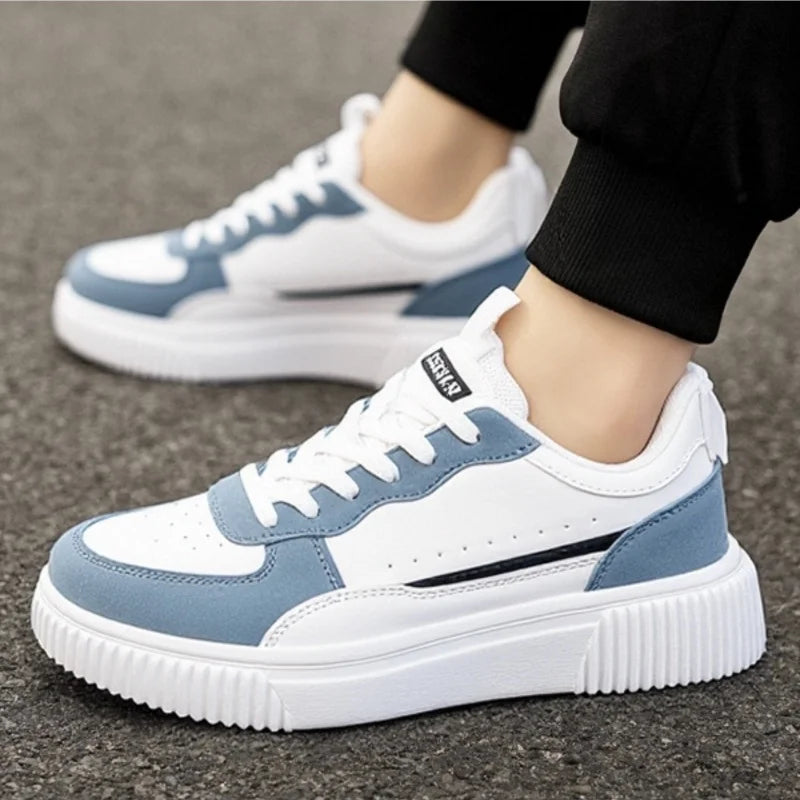YRZL Fashion Leather Men Casual Shoes Lightweight Running Shoes Platform White Sneakers Outdoor Breathable Sport Shoes Shoes
