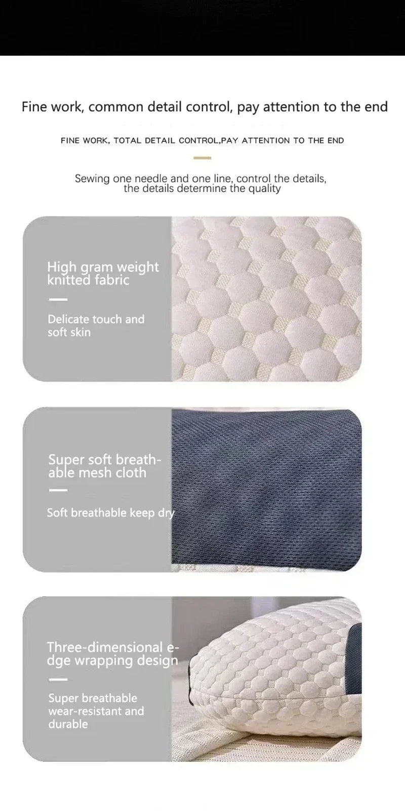Cervical Orthopedic Almohada Neck Pillow, Soybean Fiber Massage Pillow for Sleep, Household SPA Neck Support, Comfortable Rest