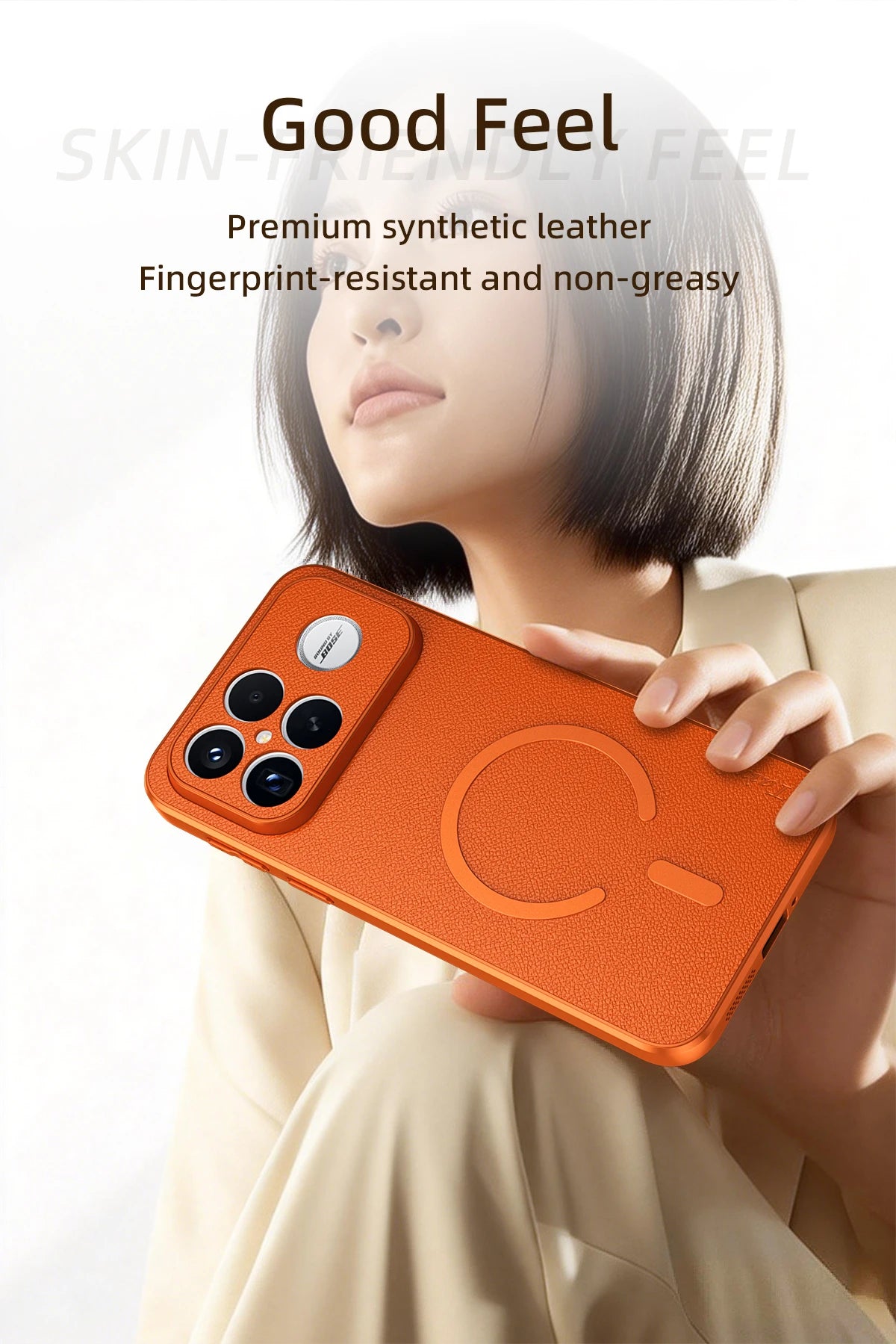 For POCO F8 Ultra Goat Leather TPU Frame Shockproof Case For Redmi K90 Pro Max Built-in Magnetic Strip Lens Protection Shell