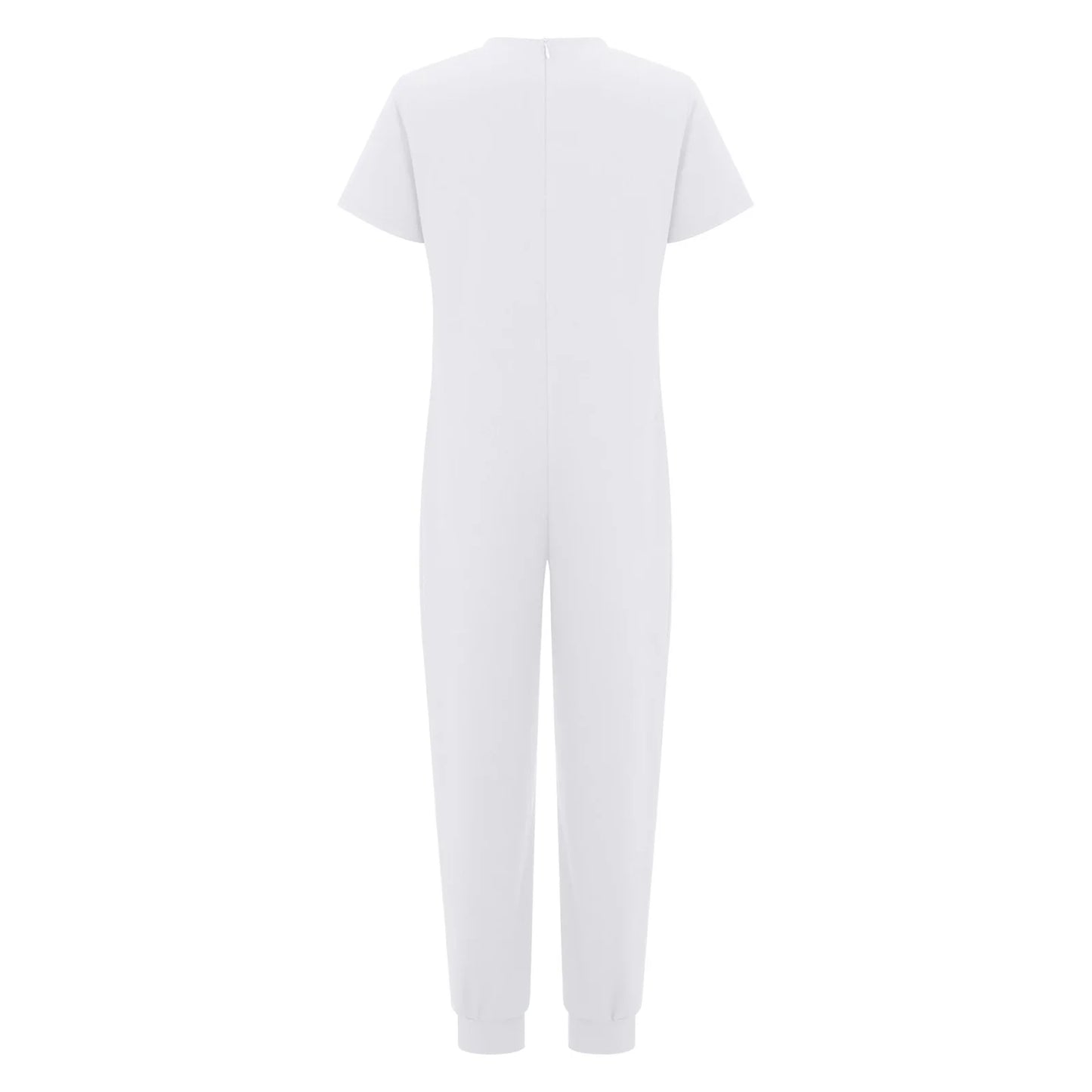 Kids Boys Girls Special Needs Adaptive Clothing Cotton Round Neck Short Sleeve Back Zipper Solid Color Full Body Jumpsuit Romper