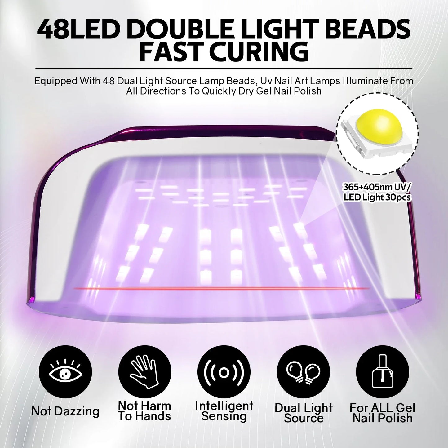 200W UV LED Nail Lamp 48 LEDs Nail Dryer with HD LCD Display Rechargeable Manicure Lamp for Curing All Nails Gel Nail Art Tools