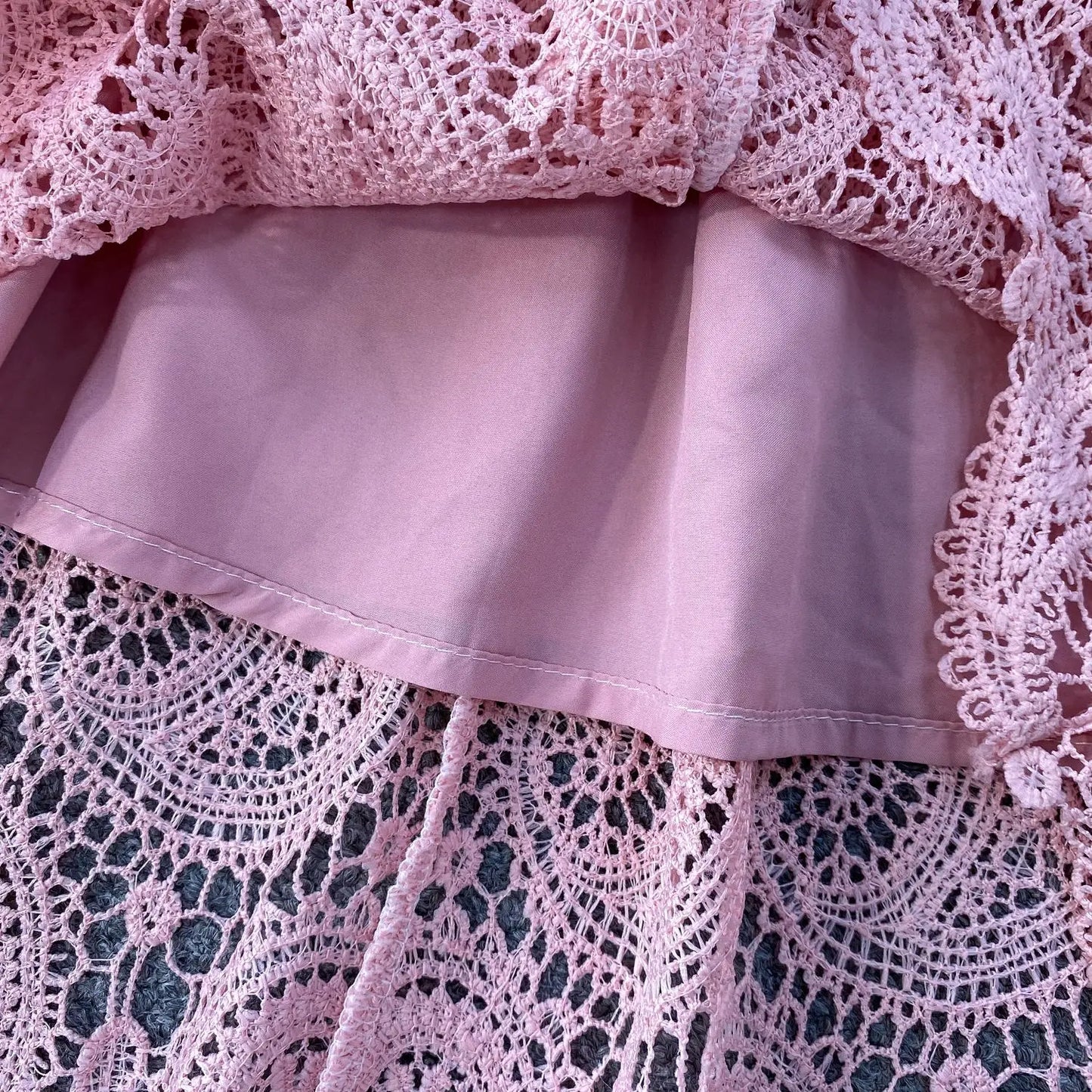 Women Two Piece Sets Skirt Set Embroidery Lace Hollow Out Half Sleeve Shirt Long Skirts A Line High Waist Elegant Work Spring