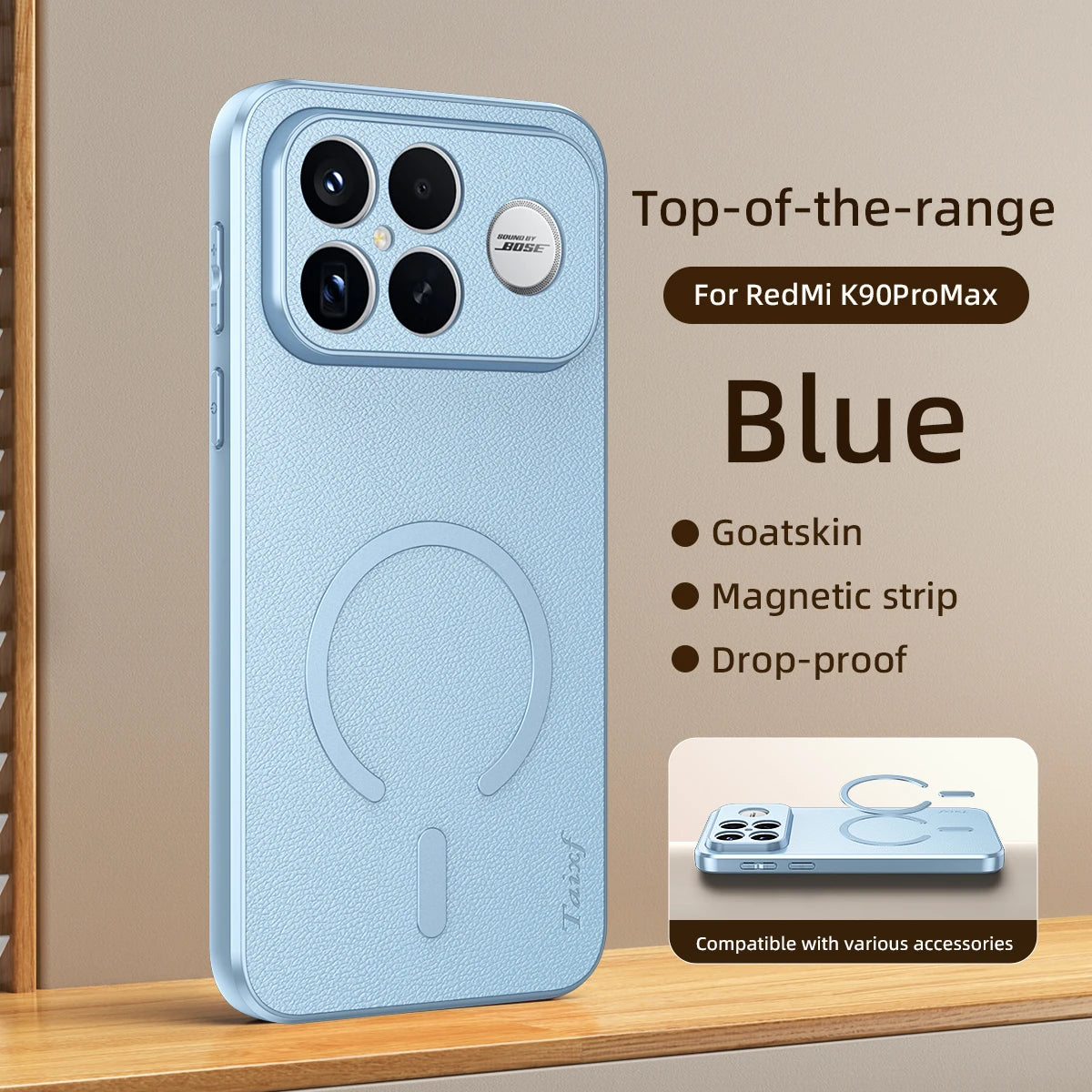 For POCO F8 Ultra Goat Leather TPU Frame Shockproof Case For Redmi K90 Pro Max Built-in Magnetic Strip Lens Protection Shell