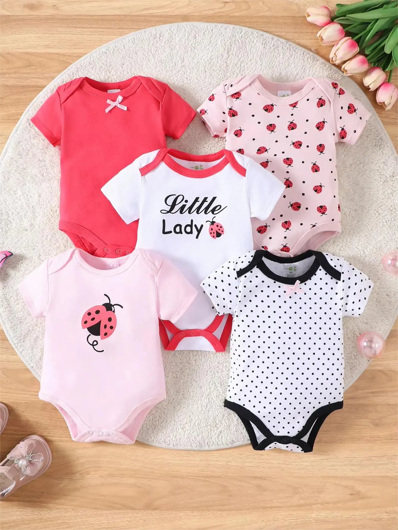 Baby girl clothes Baby girl onesie 5PCS summer Short-sleeved jumpsuit cotton fabric newborn baby clothes 0-12 months
