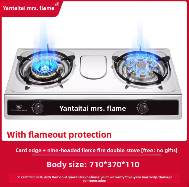 Double Burner Gas Stove Household Desktop LPG Natural Gas Energy Saving Old Style Stove abc