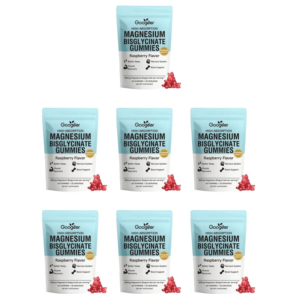 Googeer Magnesium Bisglycinate Gummies for Better Sleep Daytime Concentration & Nervous System Support Raspberry 60 Gummies