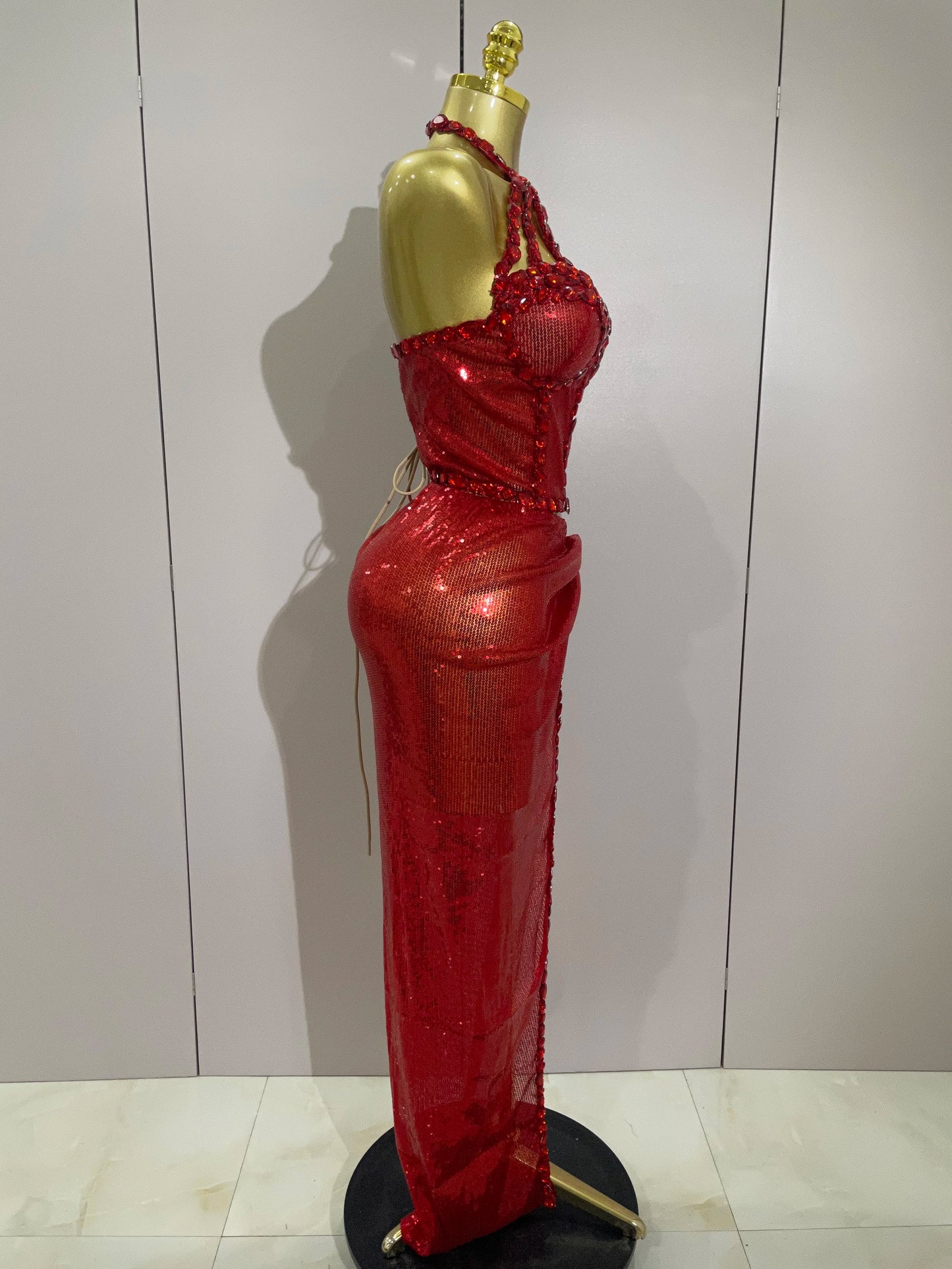 Sexy Luxury Shiny Diamond Sequins Cocktail Dress 2Pcs Set 2025New Women Evening Celebrate Birthday Party Nightclub Stage costume