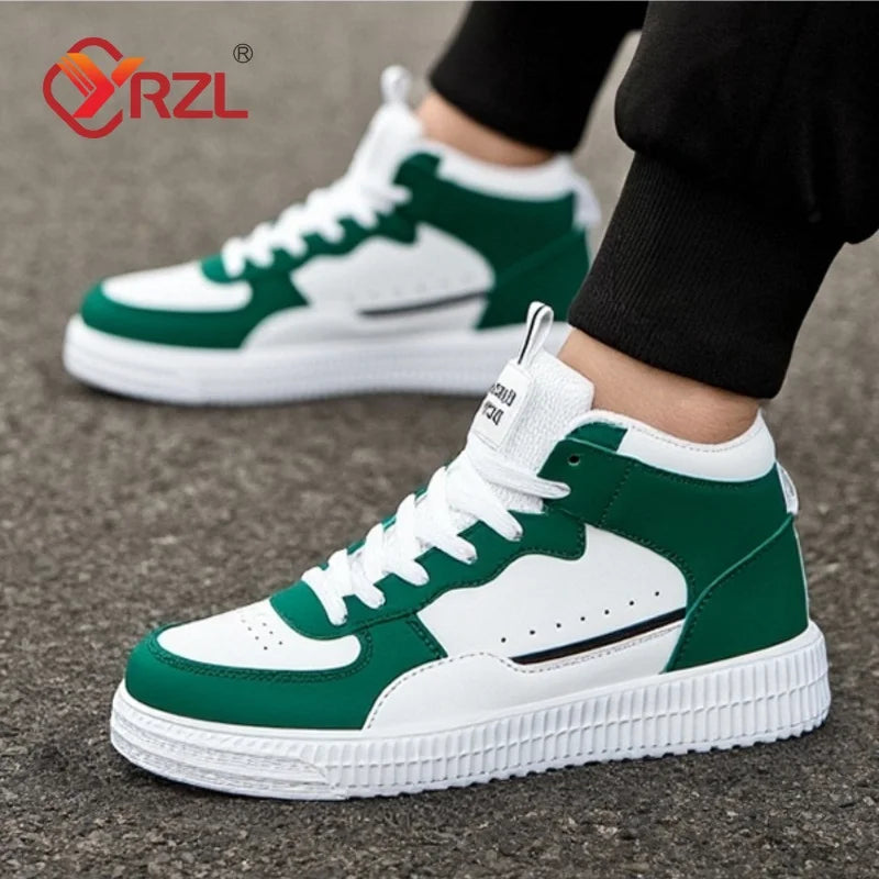 YRZL Casual Shoes for Men Sneakers Breathable PU Leather White Shoes Unisex Comfortable Walking Sport Shoes for Man