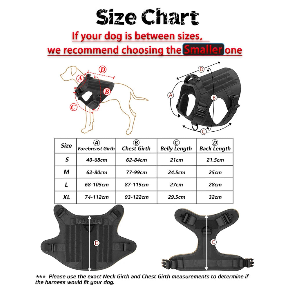 Military Dog Harness Collar Leash Molle Pouches For Medium Large Dogs Pet German Shepherd Training Walking Vest Dog Harnesses