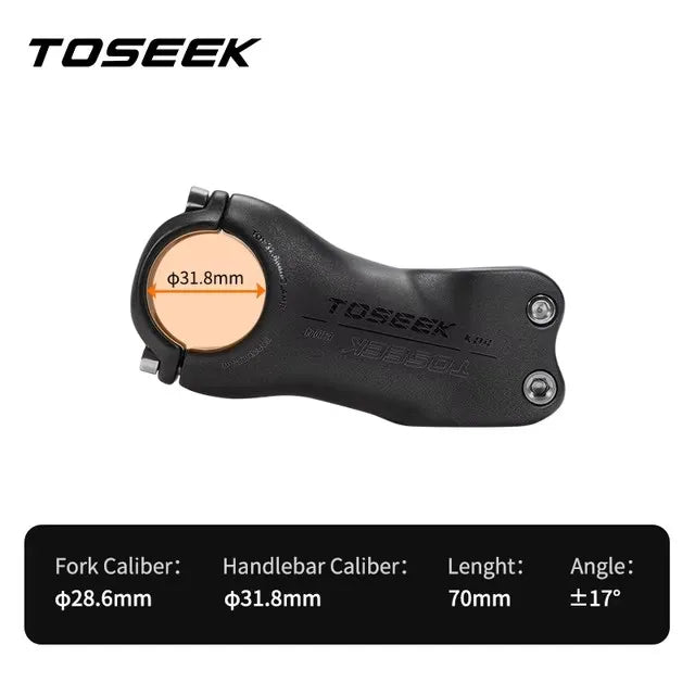 TOSEEK K04 Carbon Stem 6/17Degree Mountain Bike Stem 31.8mm Handlebar Stems 70/80/90/100/110/120/130mm Black Matt Bicycle Parts