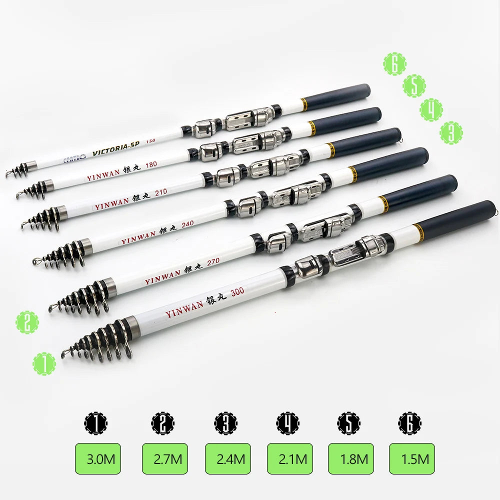 JOSBY Telescopic Rock Fishing Spinning Rod 3.0M/2.7M/2.4M/2.1M /1.8M/1.5M Portable Travel UltraLight Mini Pole Pesca