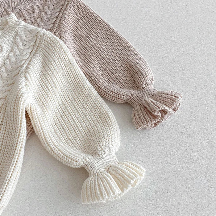 2024 New Autumn Toddler Baby Girl Knitting Clothes Suit Long Sleeved Solid Color Knitted Sweater+Pants Children Clothes Set