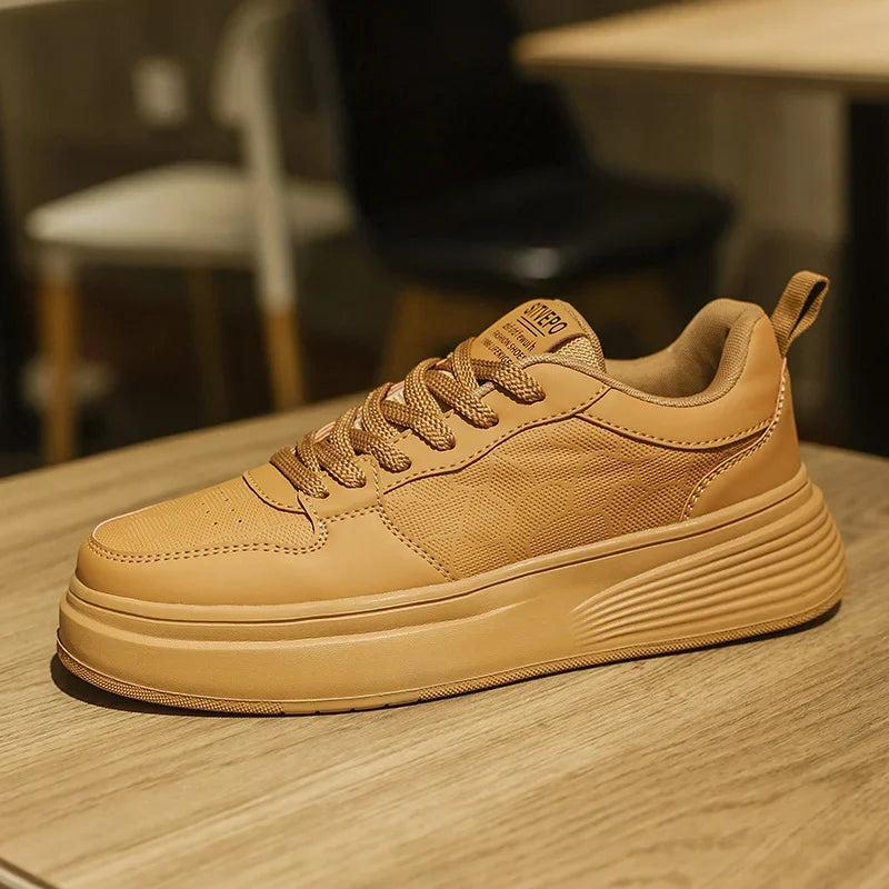 Men's Casual Sport Shoes Thick Bottom Invisible Heightening 10cm Rubber Outsole Synthetic Upper Breathable Lace-Up Sneakers