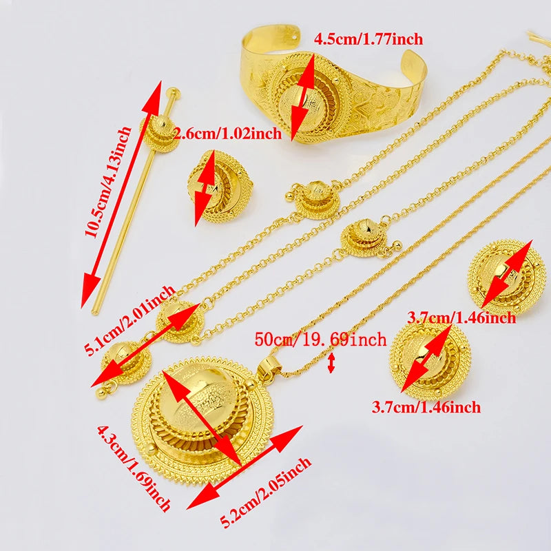 Ethiopian women's jewelry set, hairpins, headbands, earrings, bracelets, rings, pendants, African brides' wedding gifts