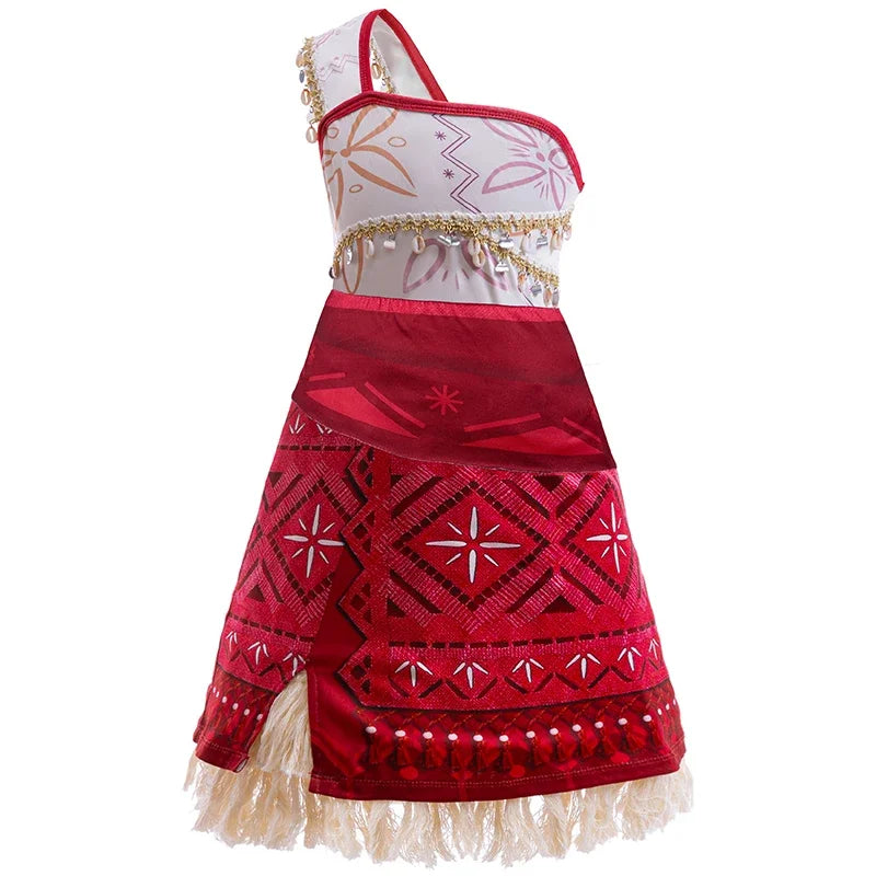 Children Cosplay Dresses Girls Moana Princess Dress for Kid Halloween Maui Vaiana Costume Children Birthday Party Clothes Set