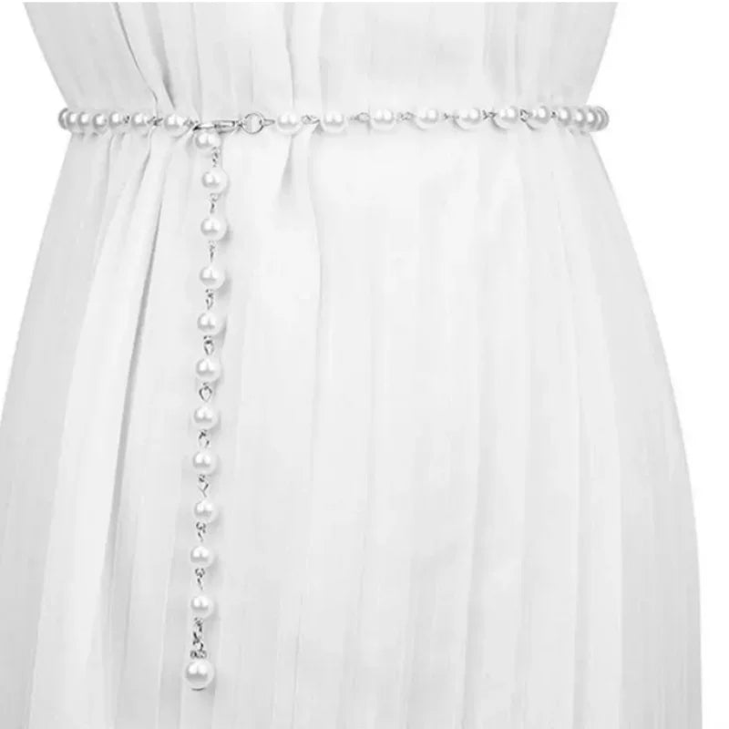 Fashion Pearl Waist Chain Versatile Waistband Belt Temperament Elegant Body Jewelry Girls Dress Strap Belly Chains Accessories