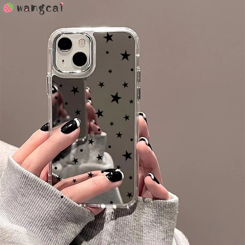 Mirror Black Dot Phone Case For Motorola Moto X70 Air G100 G100S G82 G77 G67 G57 G52 G86 G06 G Stylus Power Pure Play Cover