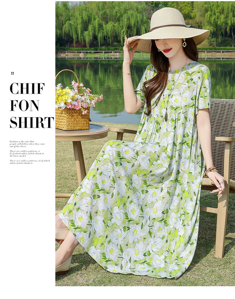 New Fashion Summer Dresses For Women 2025 Elegant Casual Short Sleeve Dress Soild Colour Women Clothing