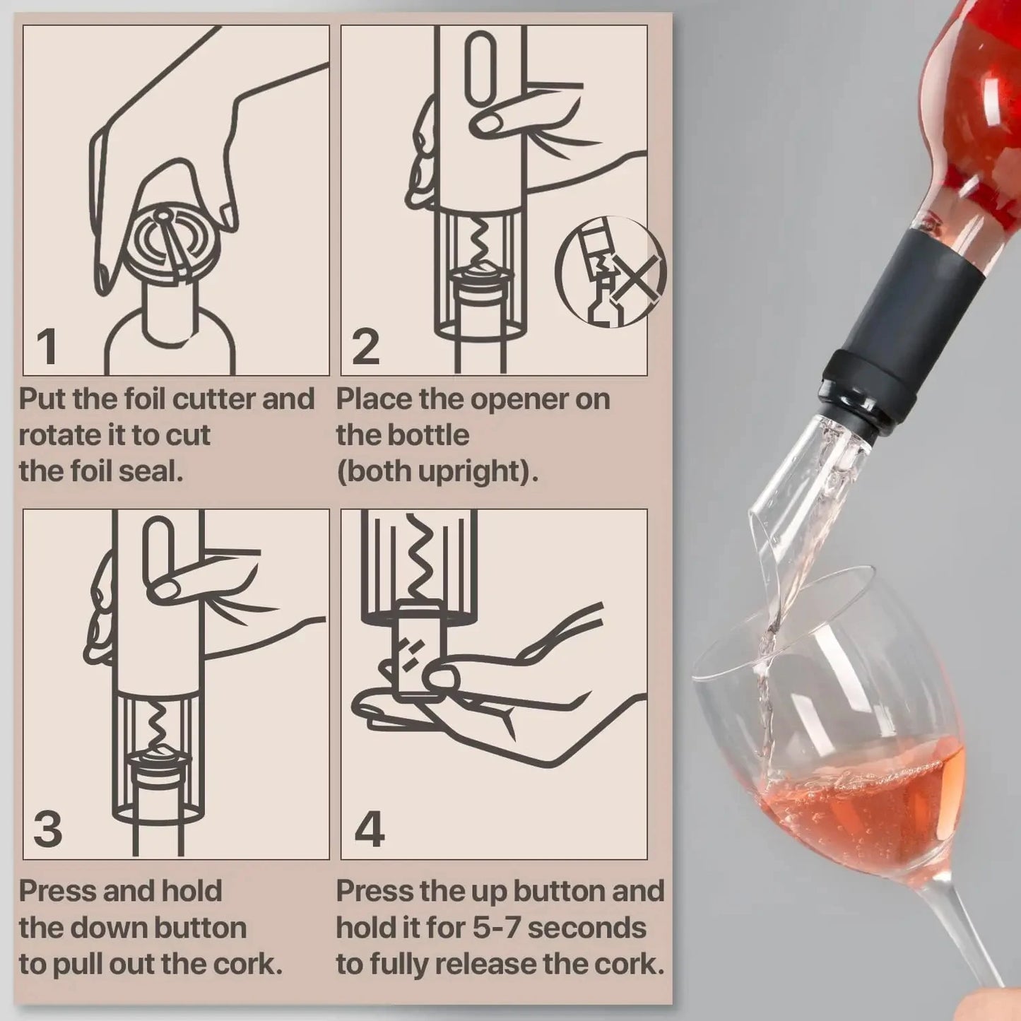 Electric Wine Bottle Opener Automatic Red Wine Corkscrew Rechargeable Wine Opener One-click Button Wine Tools Kitchen Products