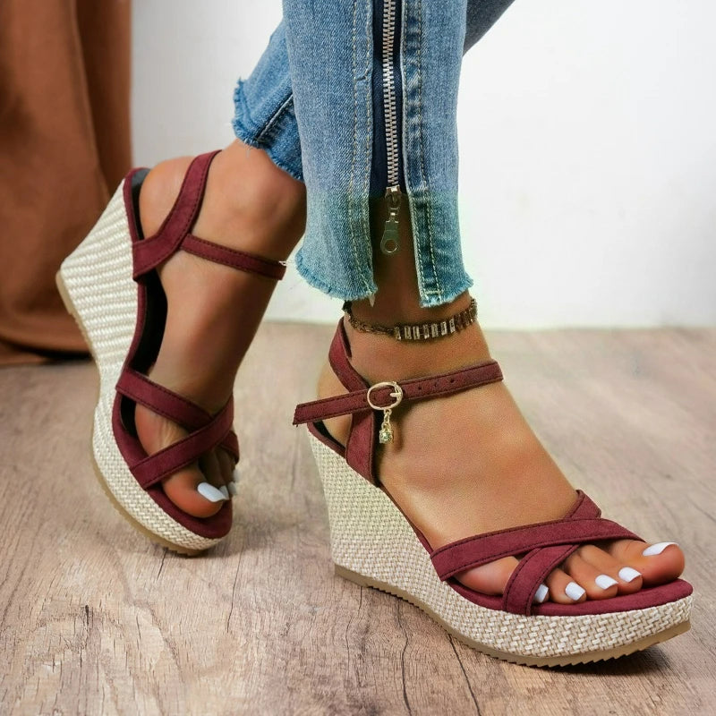 Women's Sandals Fashion Wedge Sandals Summer Casual Outdoor Beach Shoes Peep Toe Platform Women Shoes High Heel Buckle Sandals