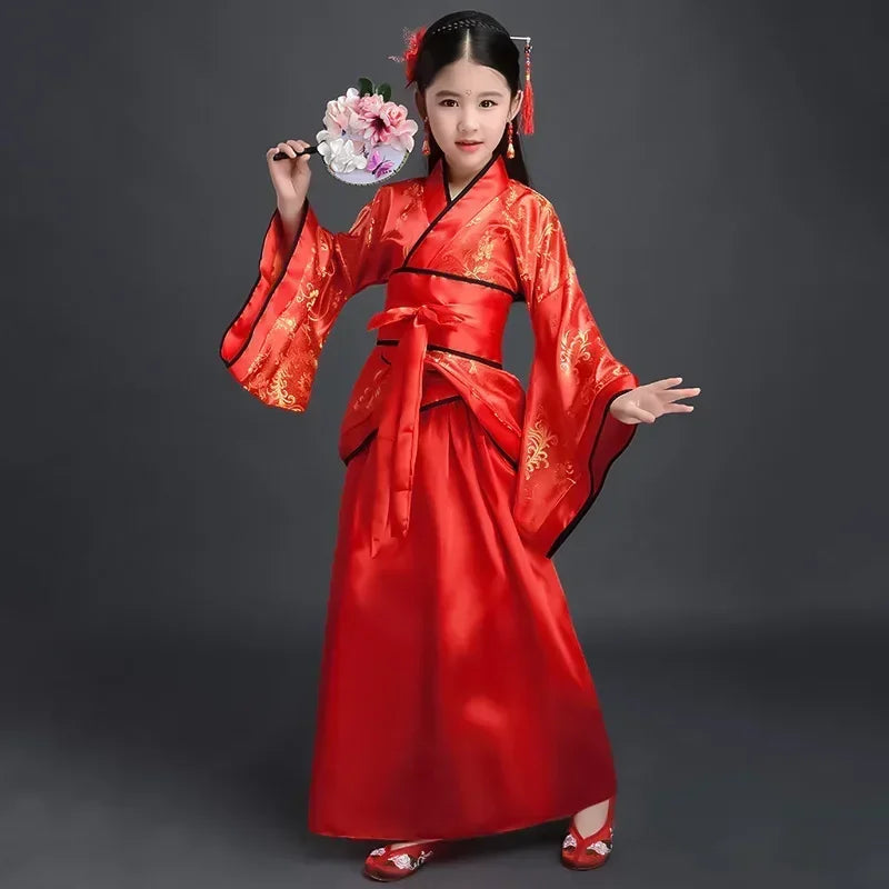 Halloween Cosplay Kids Set Dance Performance Dress for Girls Show Disfraz Child Hanfu Dress Costume Chinese Traditional Clothes