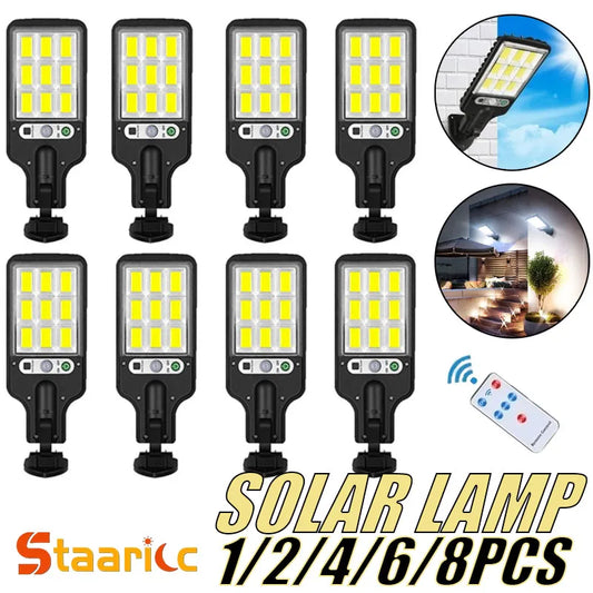 Powerful LED Solar Outdoor Courtyard Wall Lamp Rechargeable Induction Solar Garden Light Terrace Garage Door Street Lighting