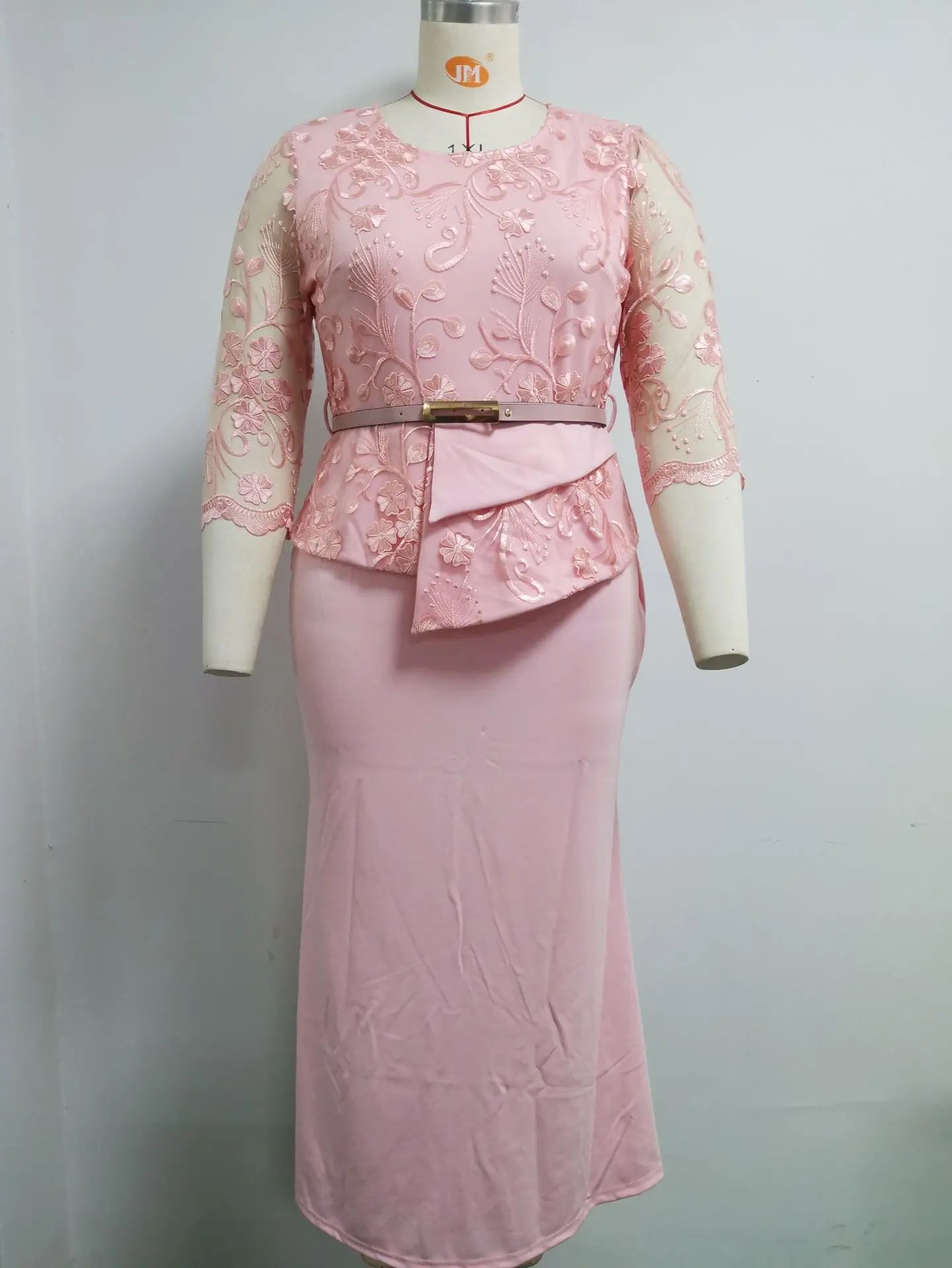 plus Size African Turkey Style Party Evening Wedding Dress for Women Long Sleeve Maxi Gown with Empire Waist