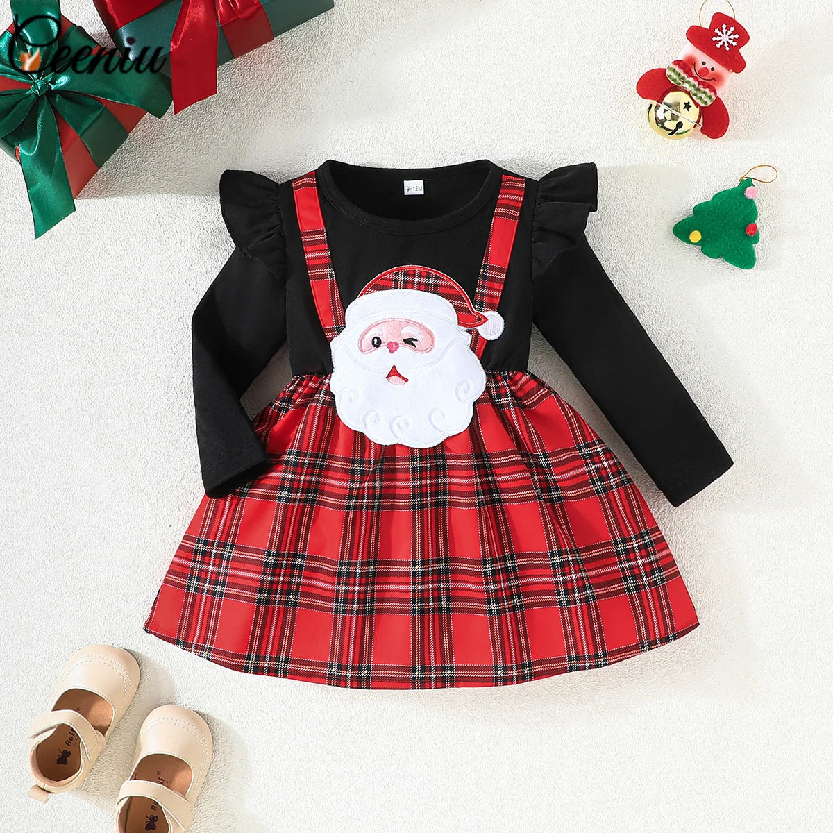 Baby Dress For New Year Green Tree Print Xmas Christmas Dress For Newborns Toddler My First New Year Girls Costumes