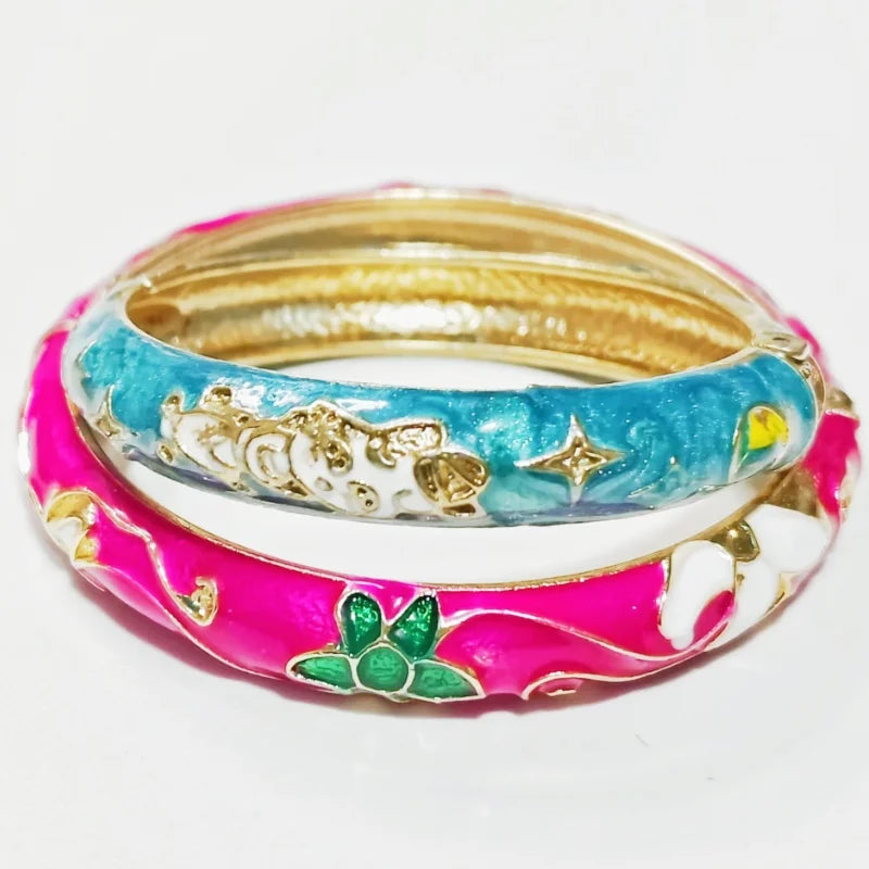 Wholesale 12 pcs （6 sets）Vintage mixed style enamel pattern alloy Mixed Adults and children bracelet