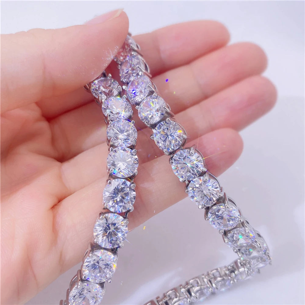 8mm 316L Iced Stainless Steel Tennis Chain Necklaces For Men Women Bling Zircon 316L Iced Out Tennis Chain Hip Hop Jewelry