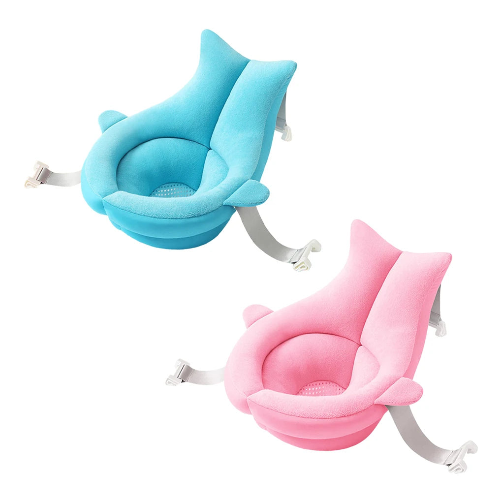 Baby Shower Mat Newborn Bathtub Foldable Shark Shape Baby Shower Net Pocket Portable Bathing Floating BathTub Soft Seat Play Mat