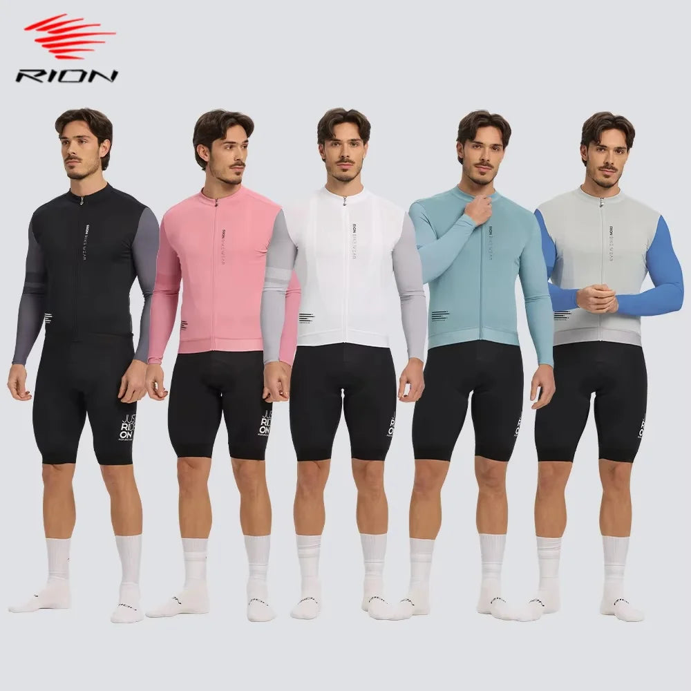 RION Men Cycling Jerseys Long Sleeves MTB Jersey Bike Shirts UPF 50+ Sun Protection Pro Team Uniform Mountain Bicycle Clothing