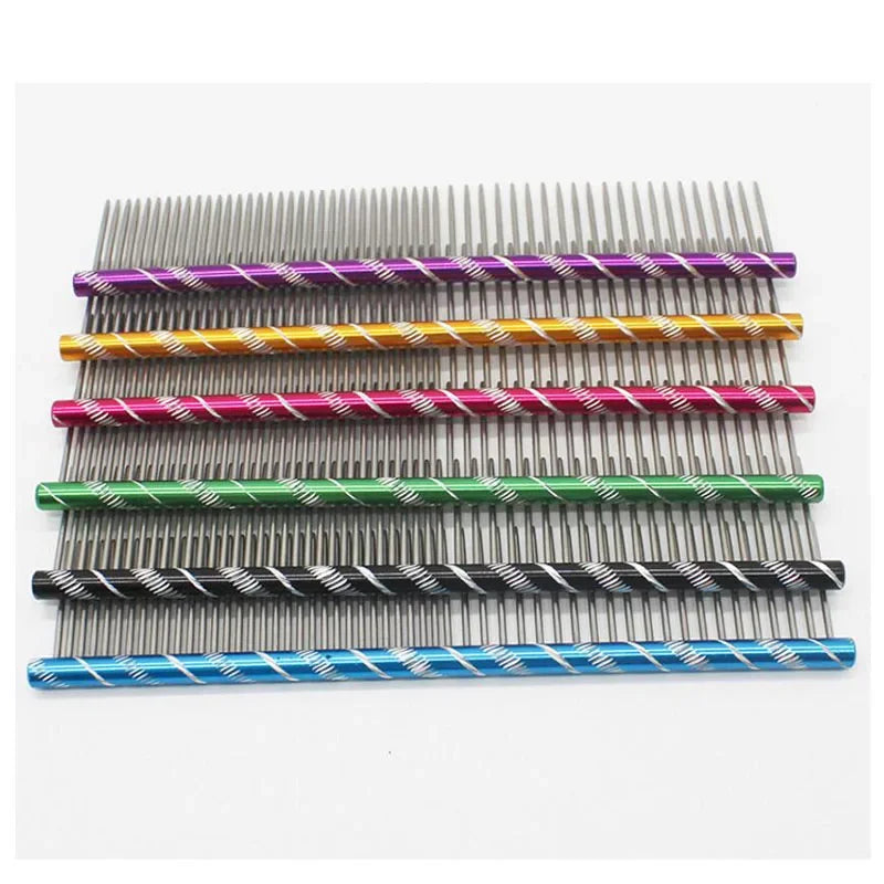 10pcs/lot 19cm/16cm Pet Dog Comb Bright Multi-Colored Stripe Grooming Comb For Shaggy Cat Dogs Barber Grooming Tool