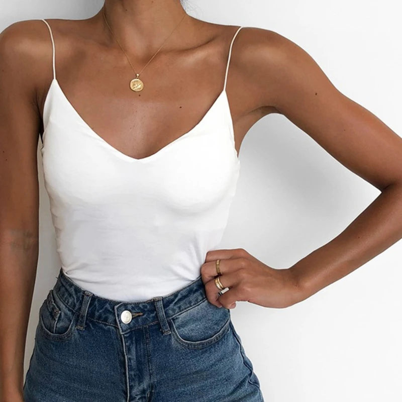 Summer Sexy Women Thin Wild Solid Camis Vest Tank Tops Female Strap Basic Tops Slim Sleeveless Camisole