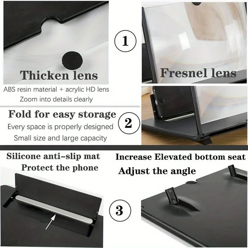 Best Sellers 12/10 inch HD Mobile Phone Screen Magnifier With Phone Holders Screen Video Amplifier Enlarged Screen Phone Stands