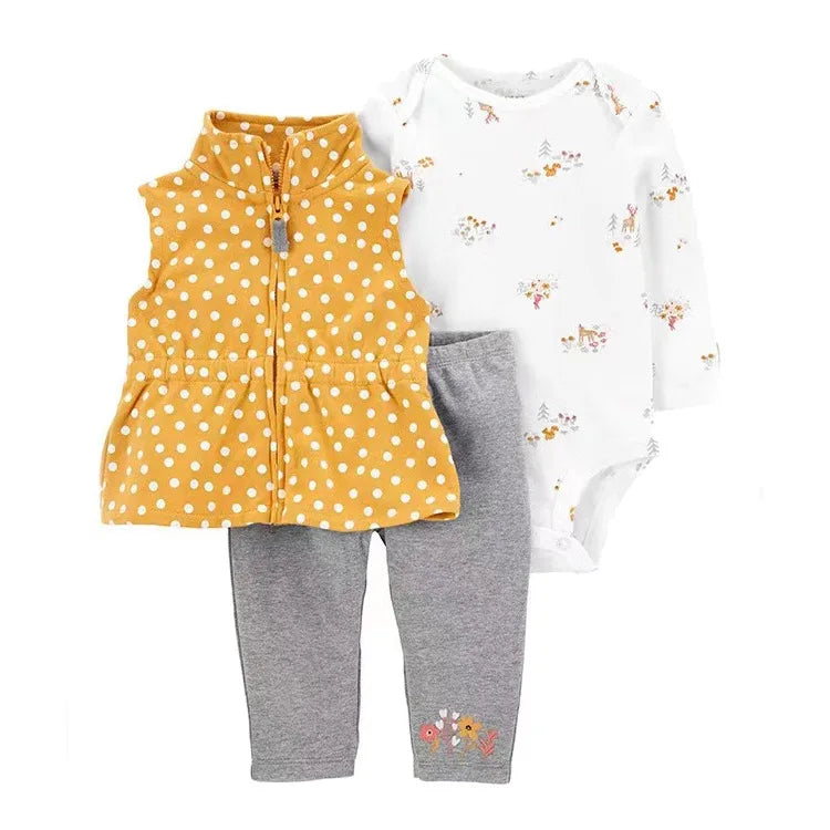 3-piece Suit Summer Baby Clothes Sets Baby Short Sleeve Shorts Cover Clothes Cute Girls Bebe Children Cotton 100% Clothing 6-24M