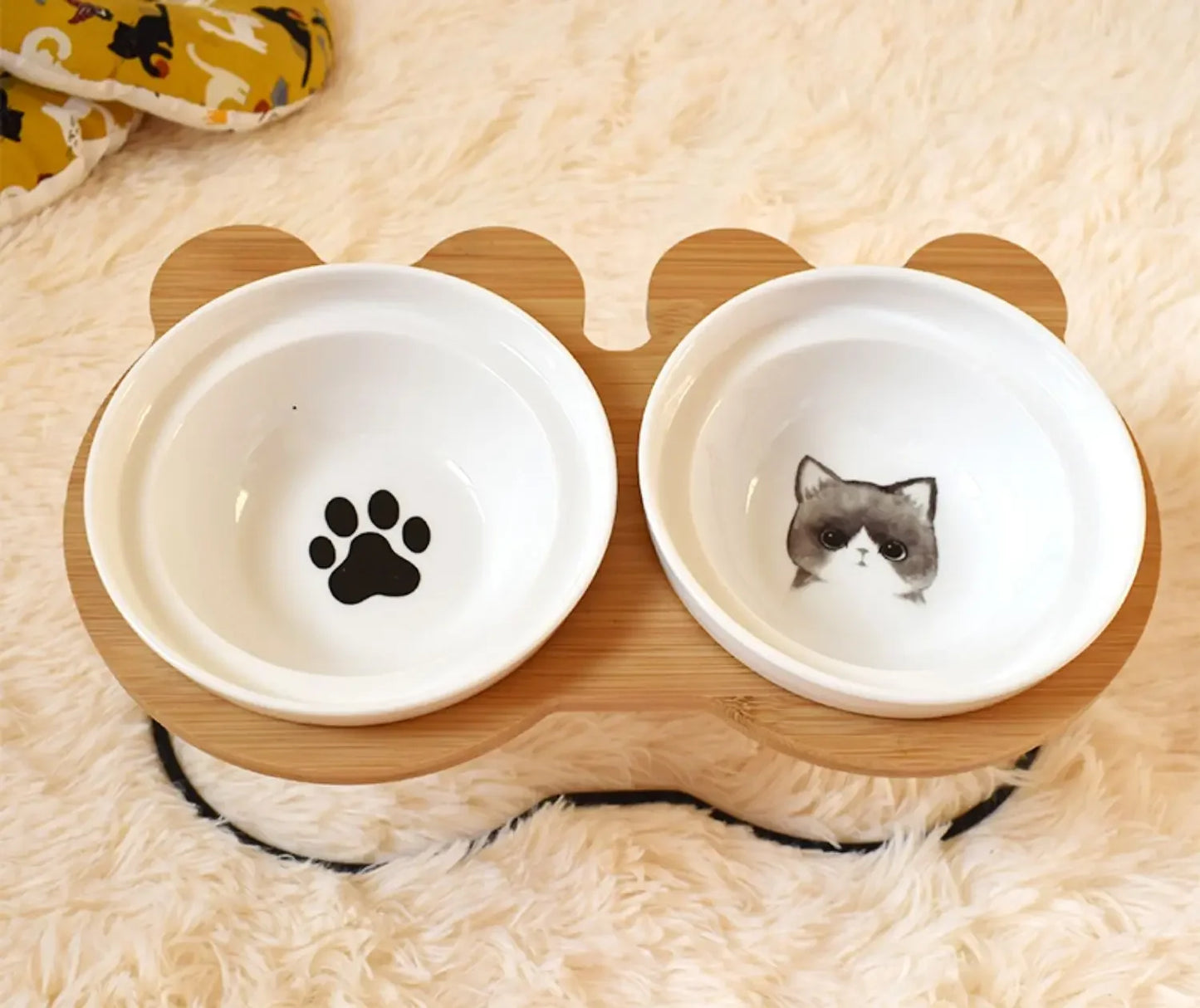 Ceramic Cat Bowl Cat Food Feeder Dog Bowls Drinking Water Bowl Cervical Protection Pet Supplies Ceramic Double Cat Bowls