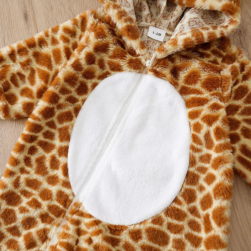 Autumn and Winter Baby Onesie Warmth Comfortable Giraffe Lovely Newborn Baby Boy Girl  0-18 Months Toddler Jumpsuit Hoodie Soft
