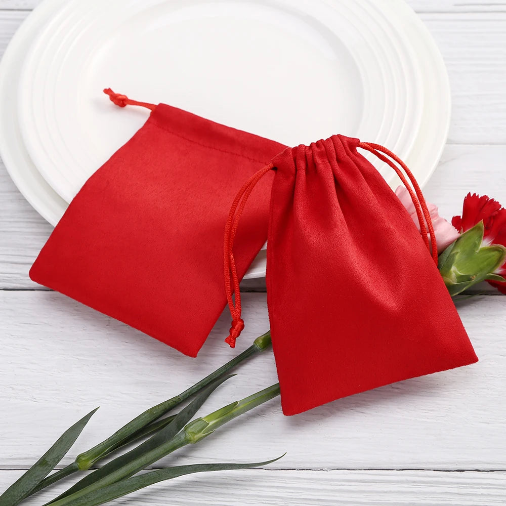 50pcs 7x9cm Light Blue Flannel Drawstring Packing Jewelry Packaging Display Luxury Velvet Suede Pouches Wedding Favors Gift Bags