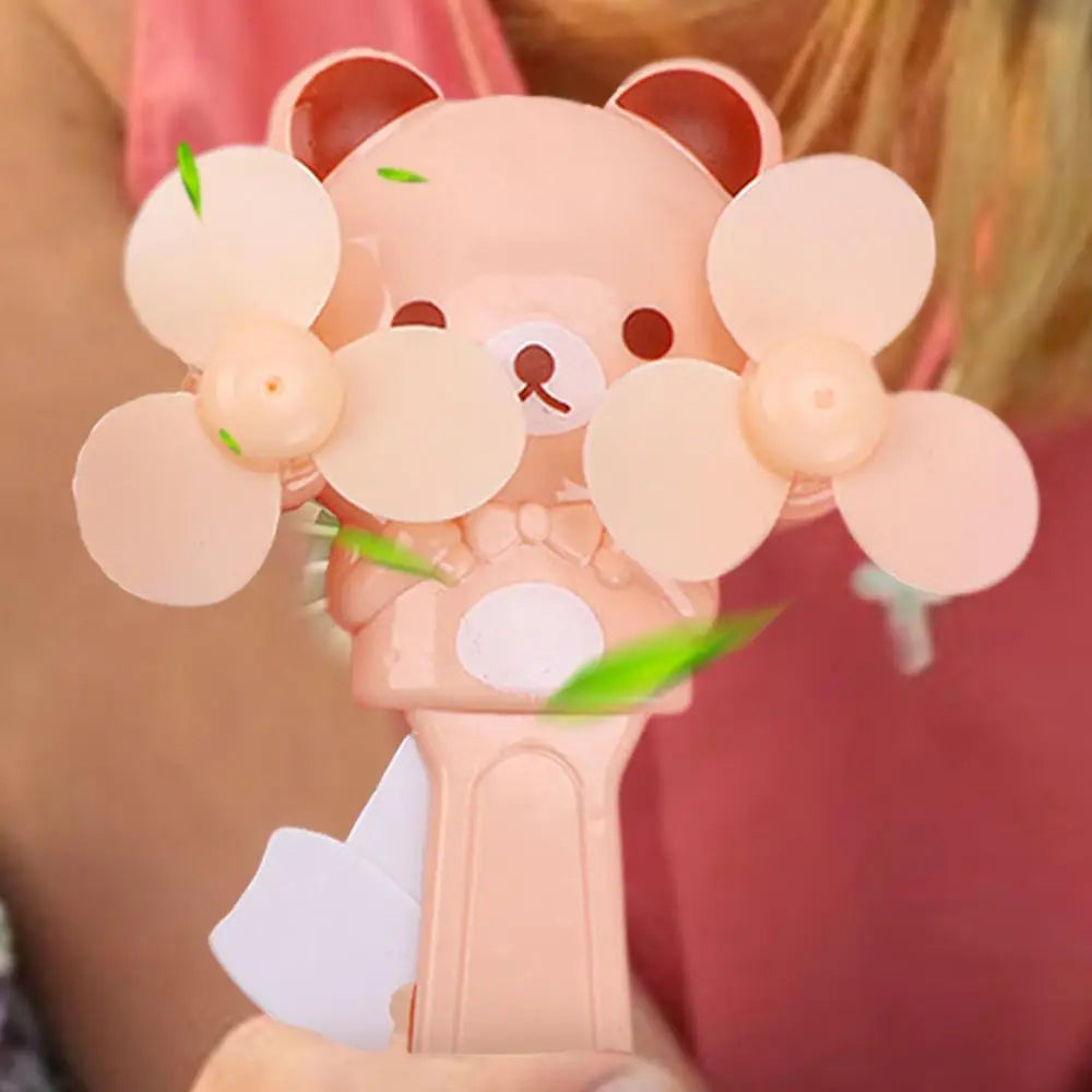 Manual Press Cooling Fans Cartoon Double Fan Leaf Handheld Mini Cooling Fan For Children Cute Summer Kids Fans Party Favors For