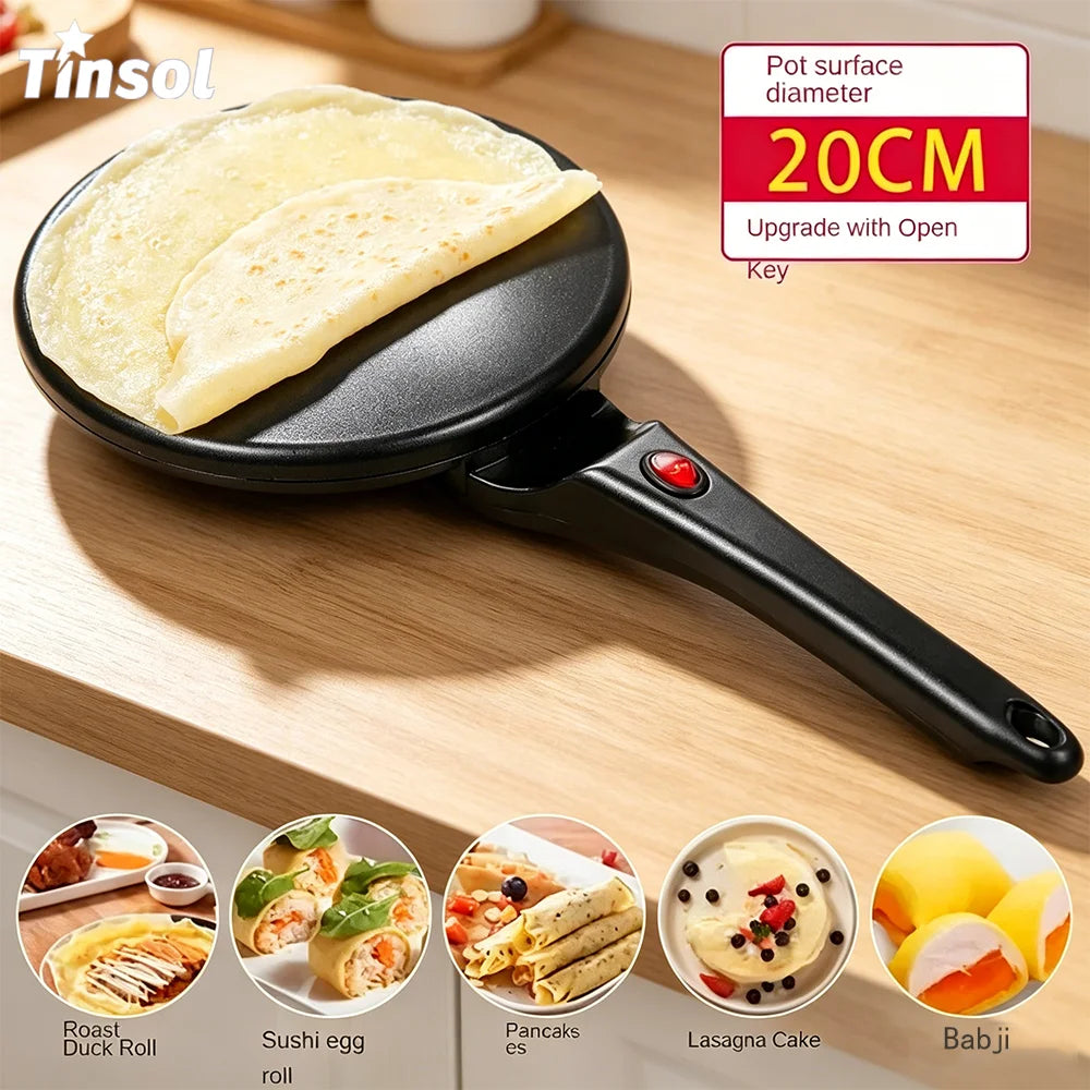 TINSOL Electric waffle maker, cake maker, breakfast pizza baking machine, pancake griddle, non-stick pan, spring roll frying pan