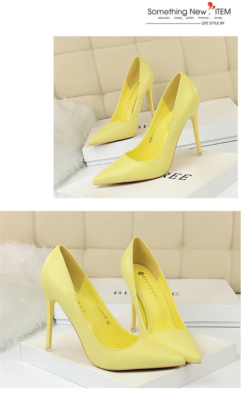 Women Korean Version Fashion Shallow Mouth Office Shoes Stiletto Party Single Shoes Female Comfort Women Heels Simple 9511-17