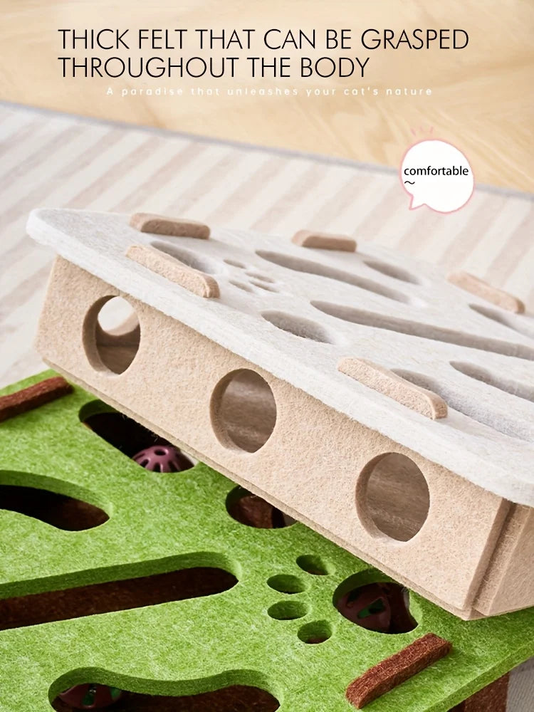 Cat Self-Entertainment Boredom Buster: Interactive Maze Box with Scratching Board Cat Tree and Sound Toy for Different Scenarios
