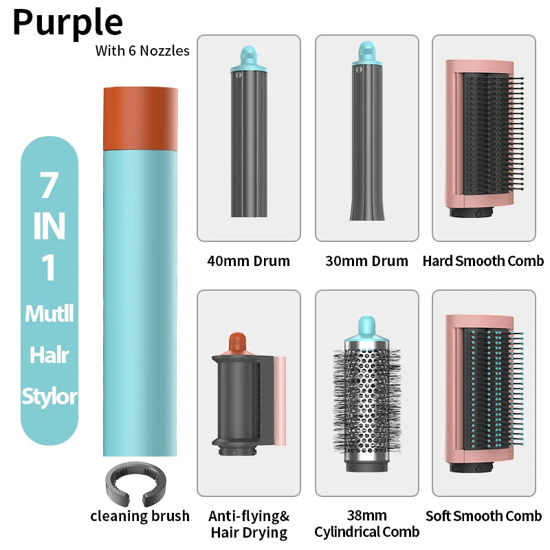 2026 New 7IN1 Multi Hair Styler Curling Iron Hair Hot Air Brush Curling Barrel Hair Dryer Salon Professional Curly Hair Styler