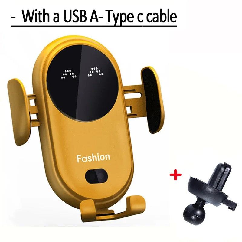 S11 Fashion Qi Fast Wireless Charger Car Phone Holder Smart Infrared Sensor Air Vent Mount Automatic Clamping Mobile Phone Stand